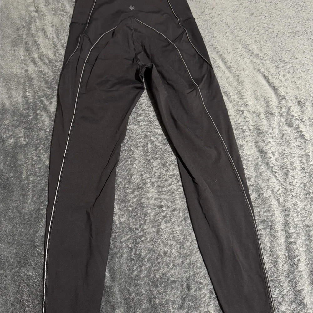 Athleta Black Leggings with White Stitching - Picture 4 of 7